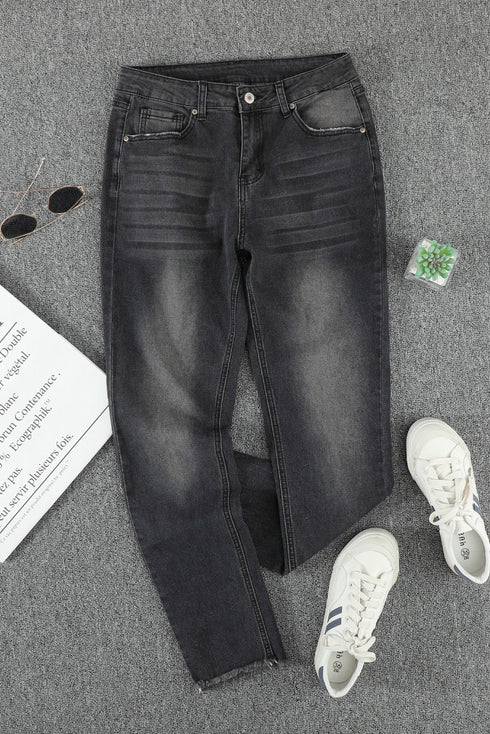 High Waist Ankle-Length Skinny Jeans